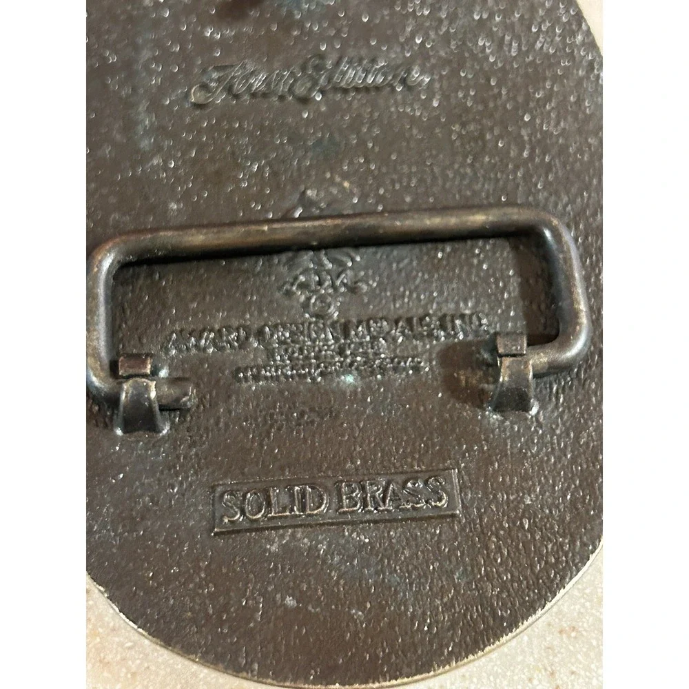 Brass Nebraska Belt Buckle State Seal Football Vtg 80s Award‎ Design Medals